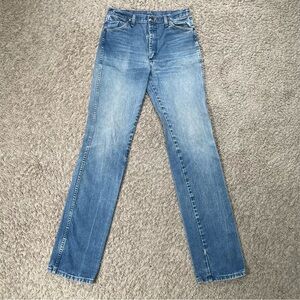 Wrangler Men’s Jeans 31x38 Blue Denim Straight Light Wash Western Cowboy Rodeo